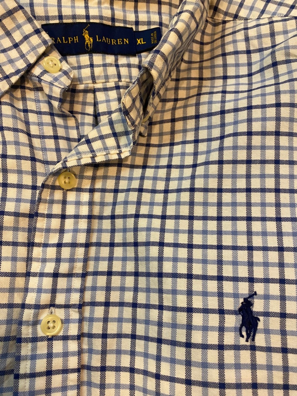 Ralph Lauren Blue Label White and Navy Check Button-Down Shirt